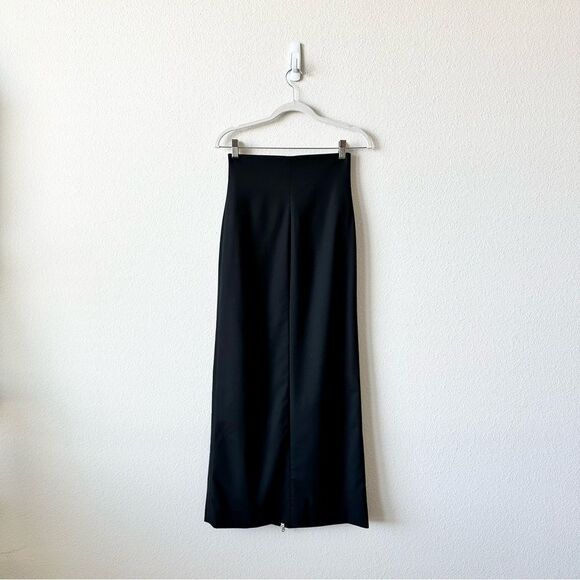 Gauchere A-line Exposed Zipper Wool Midi Skirt in Black Size 34 2 US - Picture 5 of 11